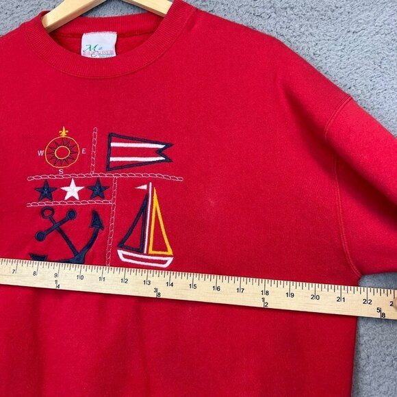 VINTAGE 90's Sailing Boat Pullover Crewneck Embroidered Sweatshirt Size XL women - Picture 6 of 9